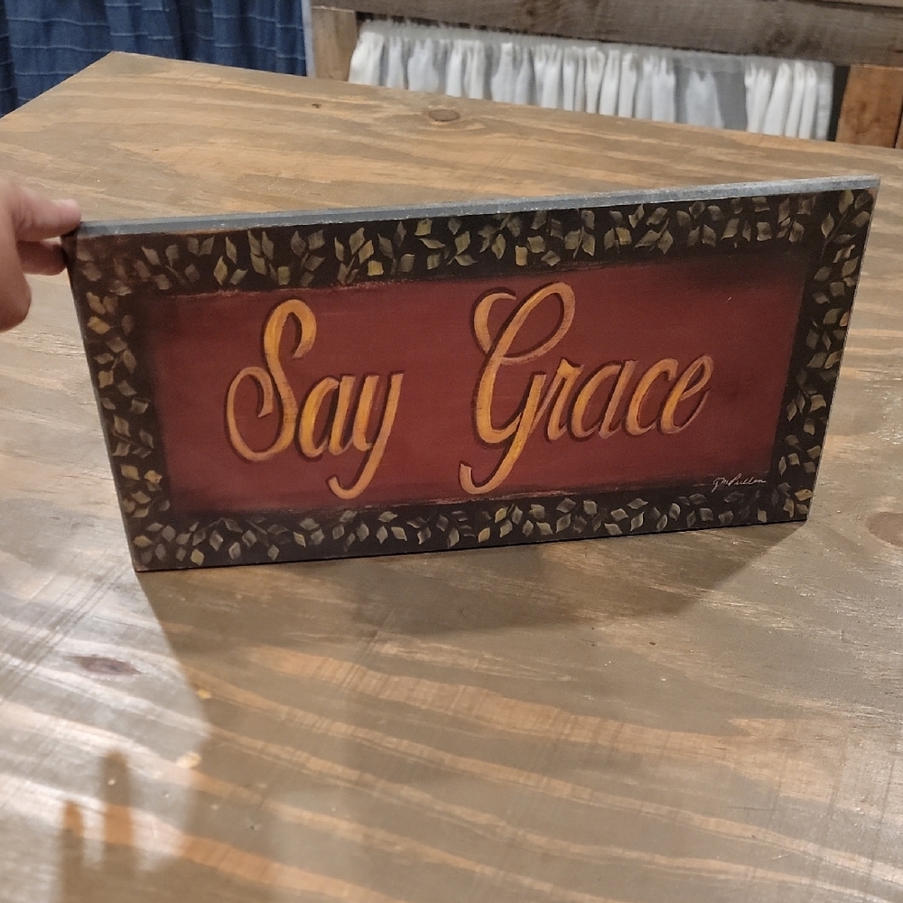Kirklands Say Grace Wall Art - Red and Gold
